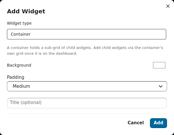 Add Widget — Container