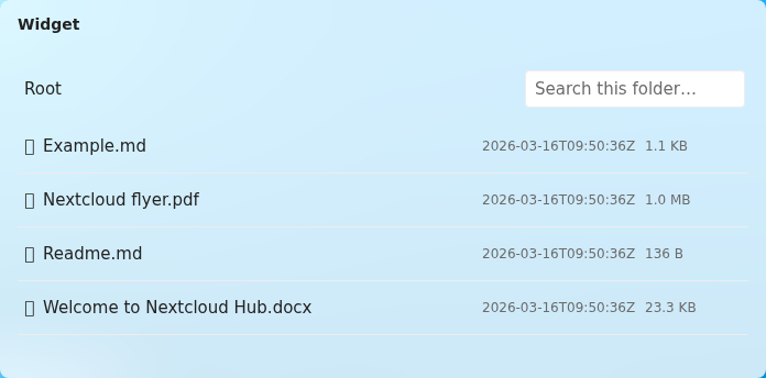 Files widget rendered