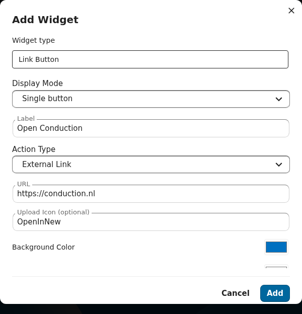 Add Widget — Link Button