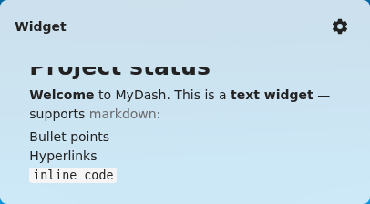 Text widget rendered